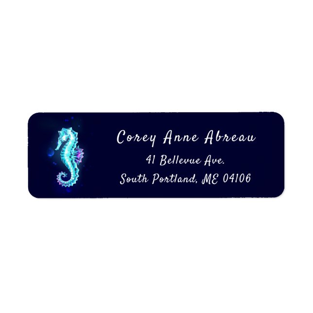 Crystal Ice Seahorse on Blue Background (Front)