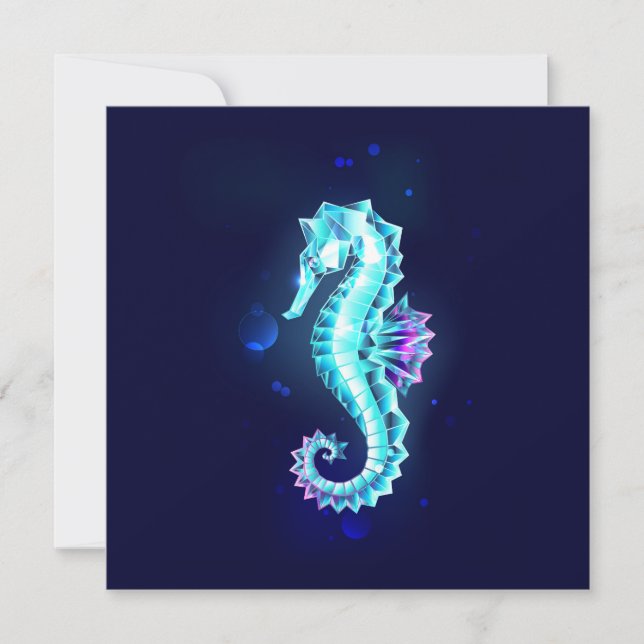 Crystal Ice Seahorse on Blue Background (Front)