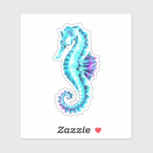 Crystal Ice Seahorse on Blue Background