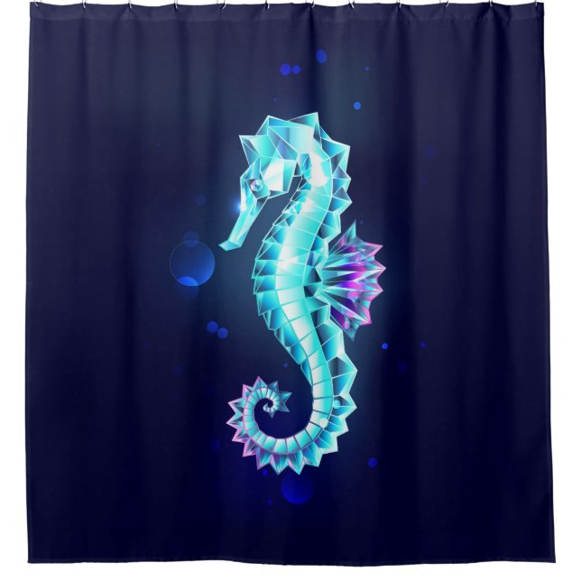 Crystal Ice Seahorse on Blue Background (Front)