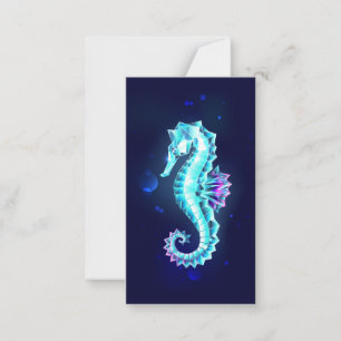 Crystal Ice Seahorse on Blue Background Advice Card