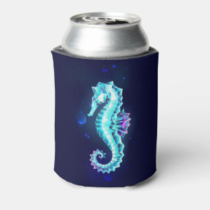 Crystal Ice Seahorse on Blue Background Can Cooler