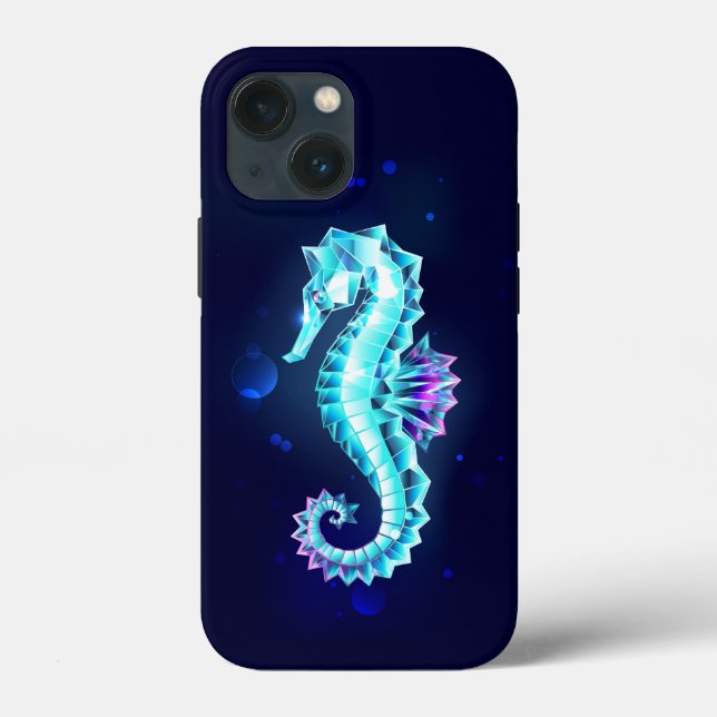 Crystal Ice Seahorse on Blue Background Case-Mate iPhone Case (Back)