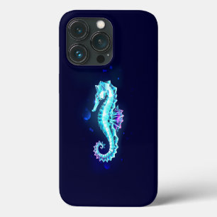 Crystal Ice Seahorse on Blue Background iPhone 13 Pro Case