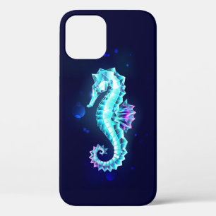 Crystal Ice Seahorse on Blue Background iPhone 12 Pro Case