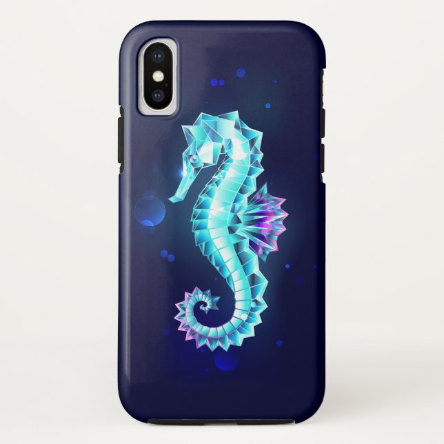 Crystal Ice Seahorse on Blue Background Case-Mate iPhone Case (Back)