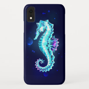 Crystal Ice Seahorse on Blue Background iPhone XR Case