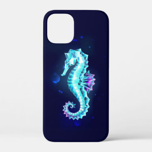Crystal Ice Seahorse on Blue Background iPhone 12 Mini Case