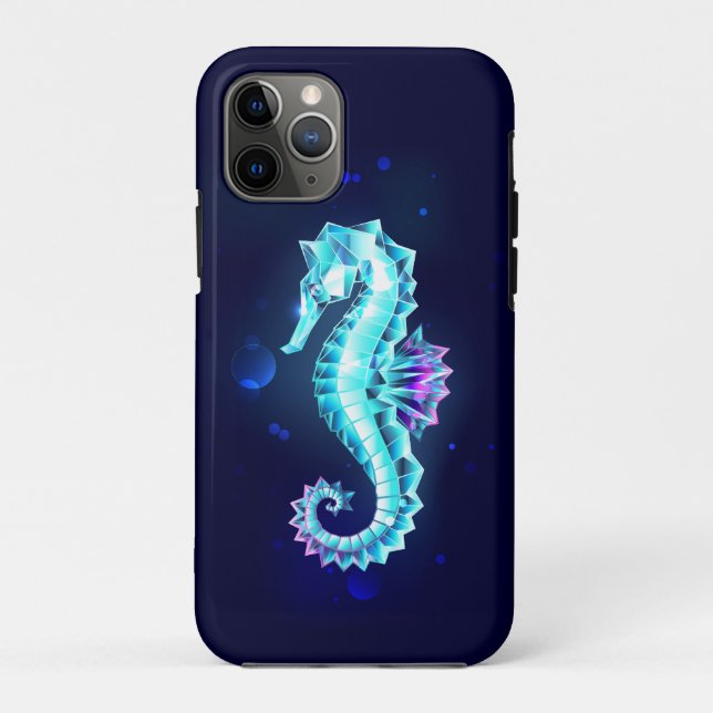 Crystal Ice Seahorse on Blue Background Case-Mate iPhone Case (Back)