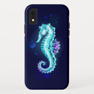 Crystal Ice Seahorse on Blue Background iPhone XR Case