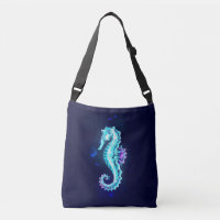 Crystal Ice Seahorse on Blue Background