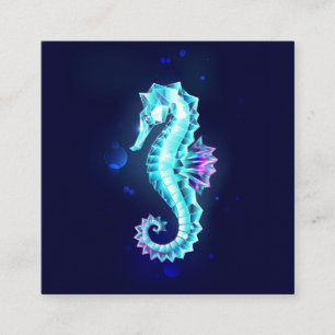 Crystal Ice Seahorse on Blue Background Enclosure Card