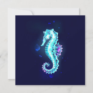 Crystal Ice Seahorse on Blue Background Invitation