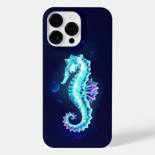 Crystal Ice Seahorse on Blue Background iPhone 14 Pro Max Case
