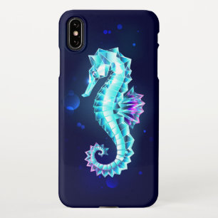 Crystal Ice Seahorse on Blue Background iPhone XS Max Case