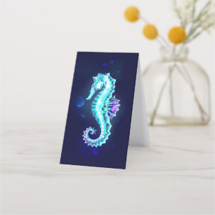 Crystal Ice Seahorse on Blue Background Loyalty Card