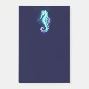Crystal Ice Seahorse on Blue Background Post-it Notes