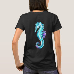 Crystal Ice Seahorse on Blue Background T-Shirt