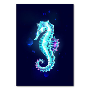 Crystal Ice Seahorse on Blue Background Table Number