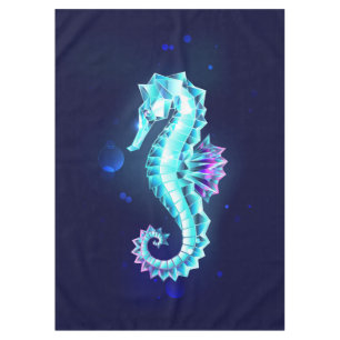 Crystal Ice Seahorse on Blue Background Tablecloth