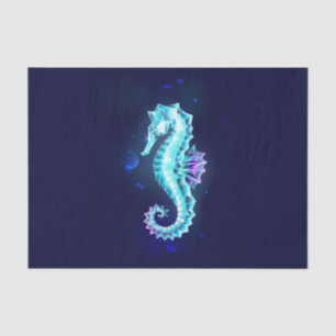 Crystal Ice Seahorse on Blue Background Tissue Paper