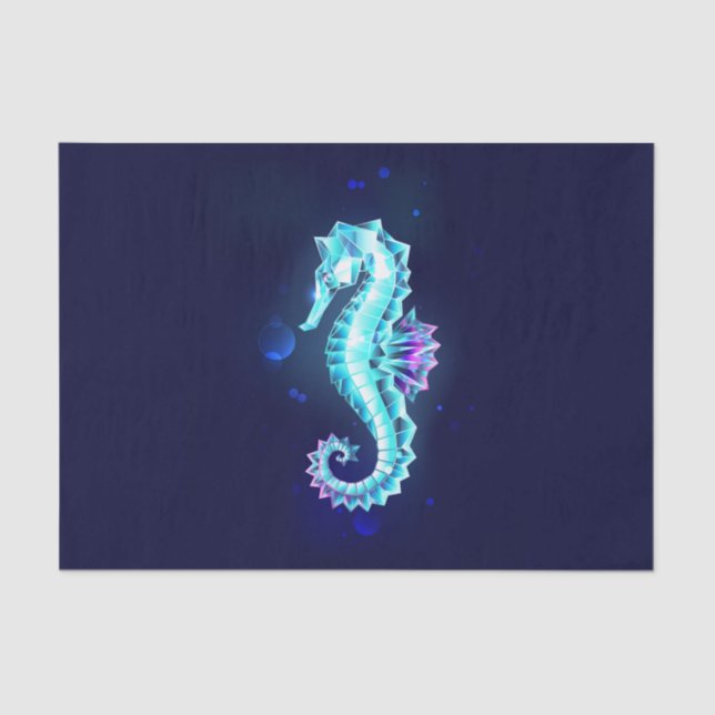 Crystal Ice Seahorse on Blue Background Tissue Paper (Front)