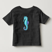 Crystal Ice Seahorse on Blue Background