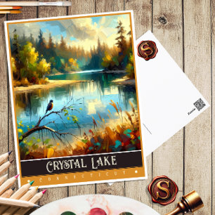 Crystal Lake, Connecticut Vintage Painting Postcard