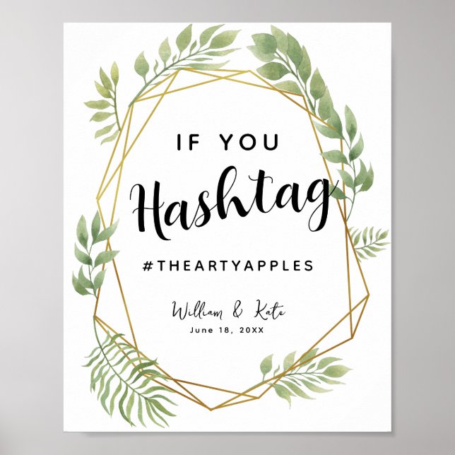 Crystal leaf foliage social media wedding/party poster (Front)