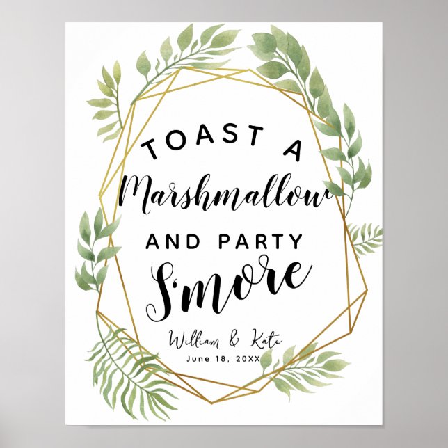 Crystal leaf green s'more wedding or party poster (Front)