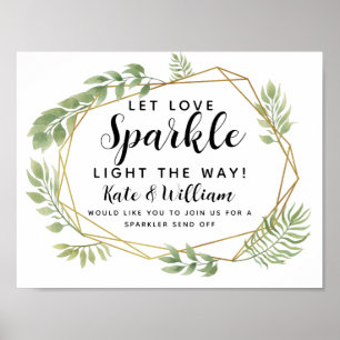 Crystal  leaf wedding sparkler send off wedding poster