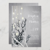 Crystal Light String White Branch Grey Wedding