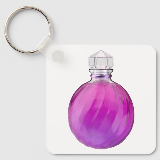 Crystal magic potion bulb with purple liquid keychain (Front)