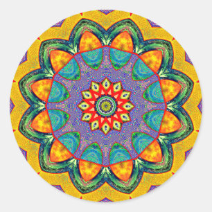 "Crystal Mandala Quilt" Classic Round Sticker