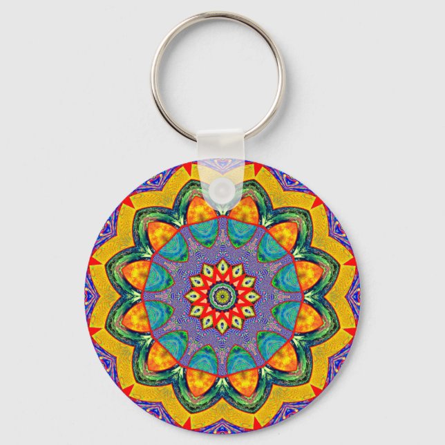 "Crystal Mandala Quilt" Keychain (Front)