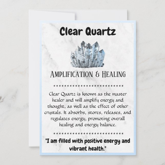 Crystal Meaning Card - Clear Quartz (Front)
