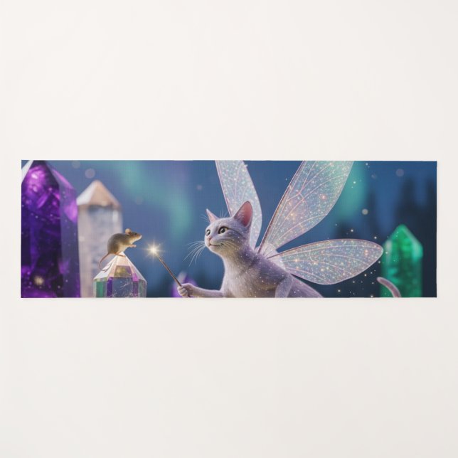 Crystal Mice and Cat Fairy Garden Yoga Mat (Front (Horizontal))