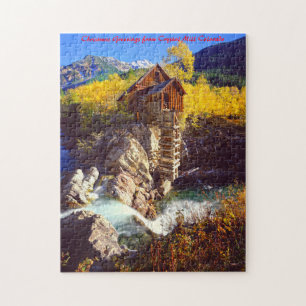 Crystal Mill Colorado.Christmas Greetings Jigsaw Puzzle