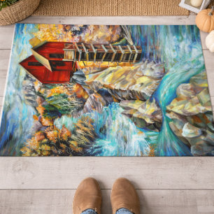 Crystal Mill Colorado Waterfall Artistic Landscape Doormat