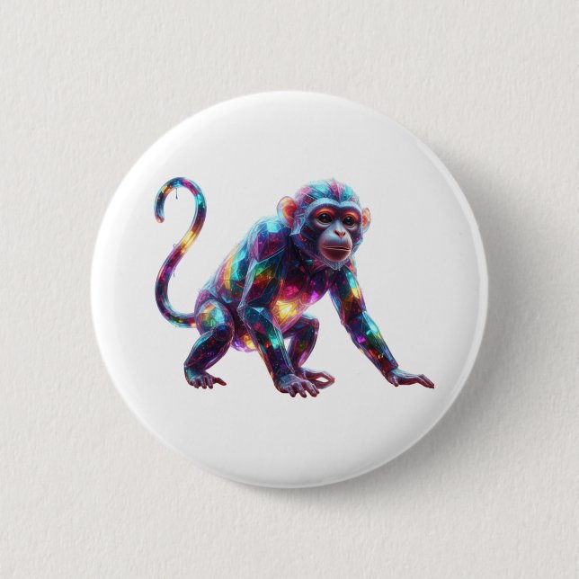 Crystal Monkey Art 2 Inch Round Button (Front)