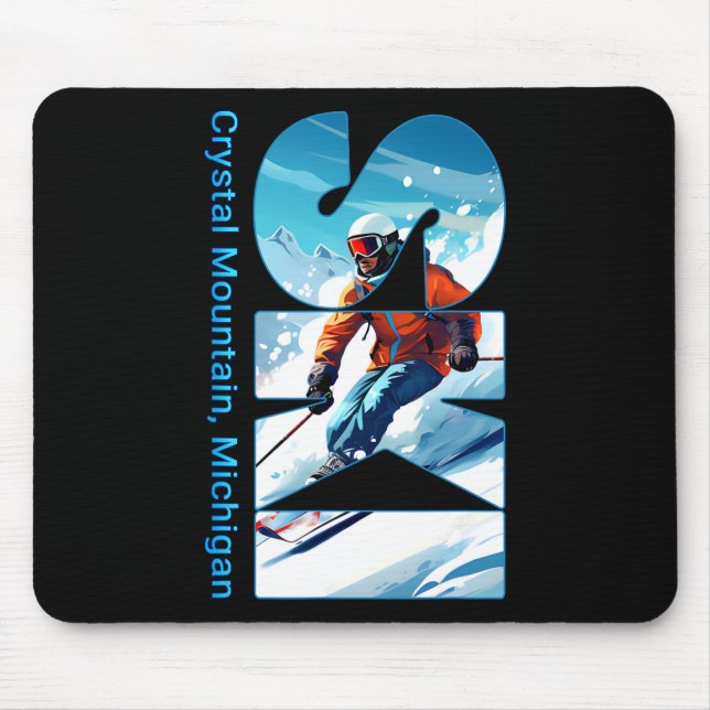 Crystal Mountain Michigan Skiing Vacation Ski Outd Mouse Pad (Front)