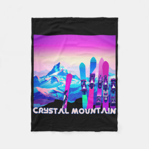 Crystal Mountain Ski Retro 80's Style Skiing And S Fleece Blanket