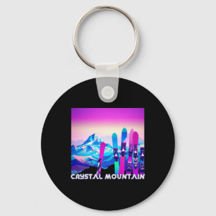Crystal Mountain Ski Retro 80's Style Skiing And S Keychain