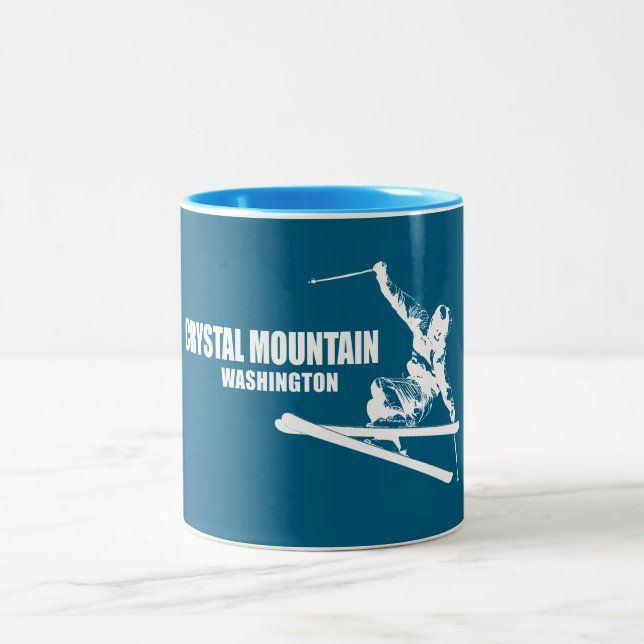 Crystal Mountain Washington Skier Two-Tone Coffee Mug (Center)