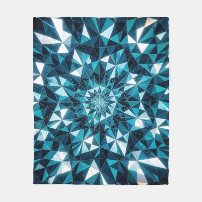 Crystal pattern Ocean Hues Kaleidoscope Pattern Fleece Blanket (Front)