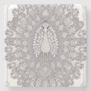 Crystal Peacock Wall Art   Geometric Peacock Line  Stone Coaster