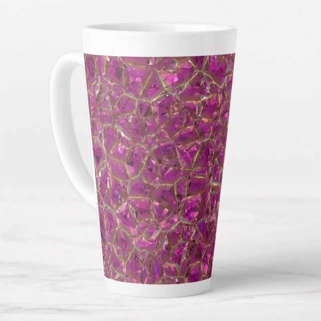Crystal Pink and Gold Latte Mug (Left Angle)