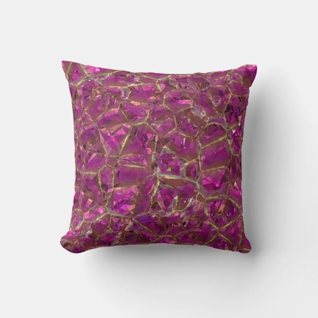 Crystal Pink and Gold Throw Pillow (Front)