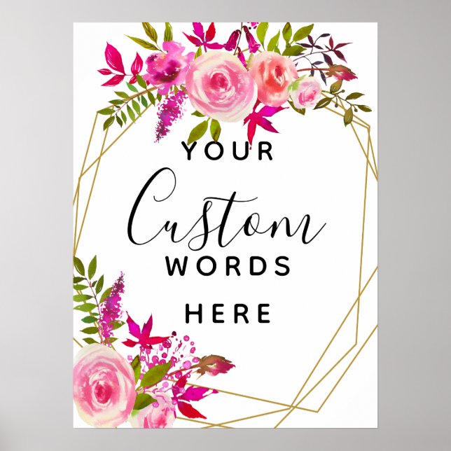 crystal Pink Peach Roses create your own custom Poster (Front)