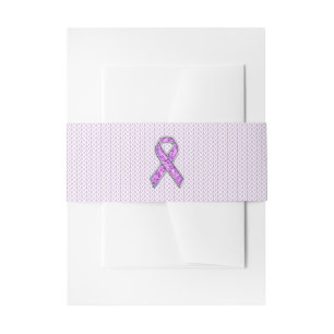 Crystal Pink Ribbon Awareness Knitting Invitation Belly Band